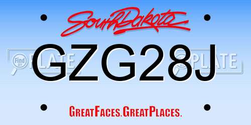 GZG28J South Dakota License Plate