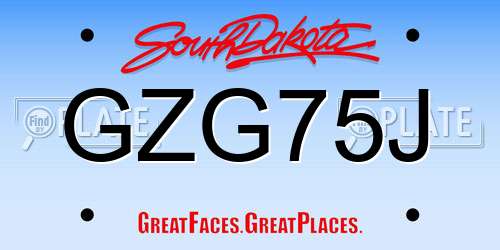 GZG75J South Dakota License Plate