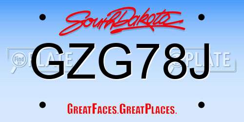 GZG78J South Dakota License Plate