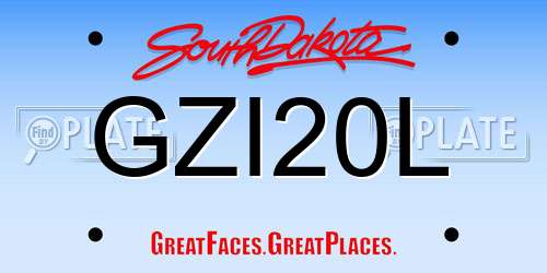 GZI20L South Dakota License Plate