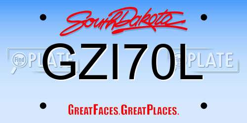 GZI70L South Dakota License Plate