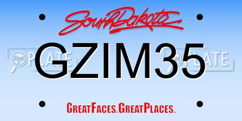 GZIM35 South Dakota License Plate