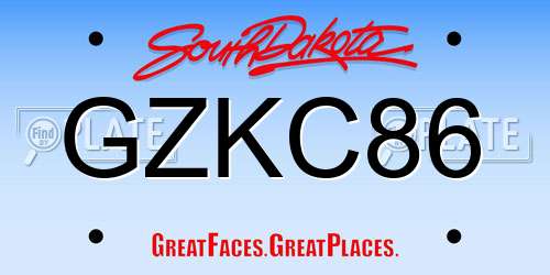 GZKC86 South Dakota License Plate