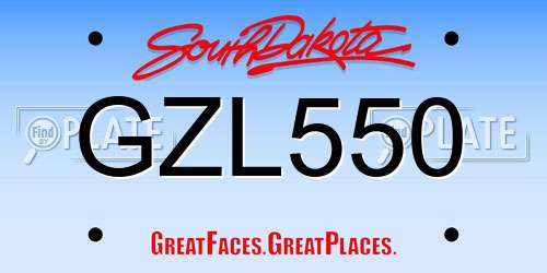 GZL550 South Dakota License Plate