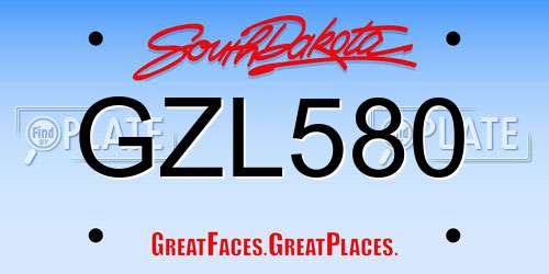 GZL580 South Dakota License Plate