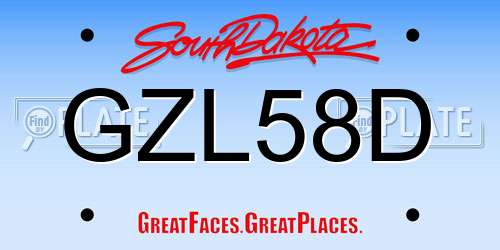GZL58D South Dakota License Plate
