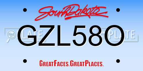 GZL58O South Dakota License Plate