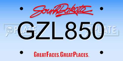 GZL850 South Dakota License Plate