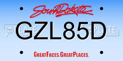 GZL85D South Dakota License Plate