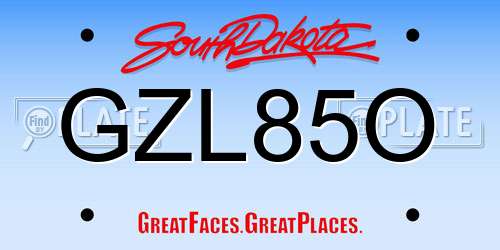 GZL85O South Dakota License Plate