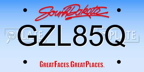 GZL85Q South Dakota License Plate