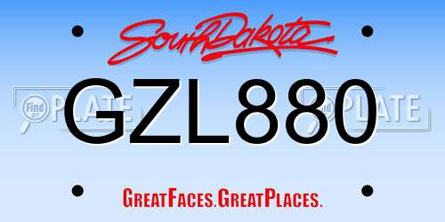 GZL880 South Dakota License Plate