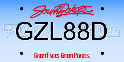 GZL88D South Dakota License Plate