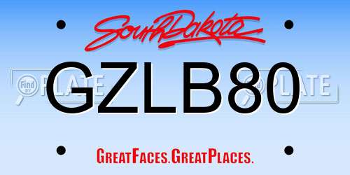 GZLB80 South Dakota License Plate