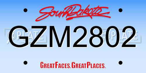 GZM2802 South Dakota License Plate