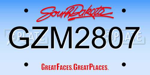 GZM2807 South Dakota License Plate