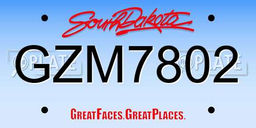 GZM7802 South Dakota License Plate