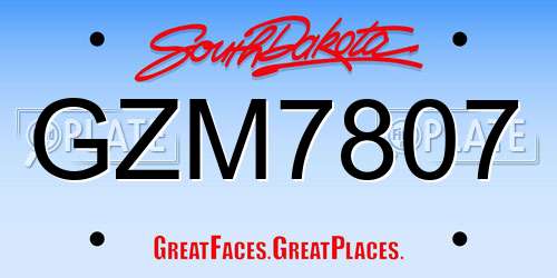 GZM7807 South Dakota License Plate