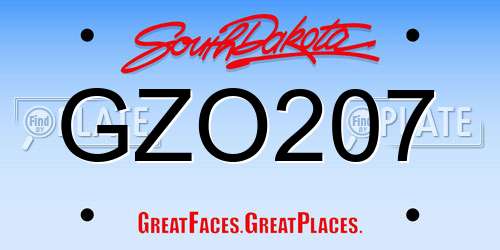 GZO207 South Dakota License Plate
