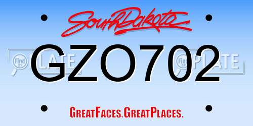 GZO702 South Dakota License Plate