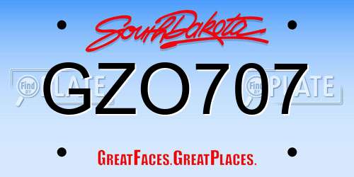 GZO707 South Dakota License Plate