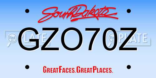 GZO70Z South Dakota License Plate