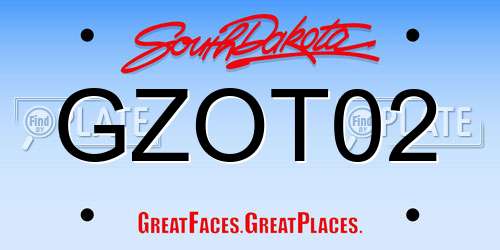 GZOT02 South Dakota License Plate