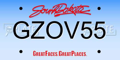 GZOV55 South Dakota License Plate