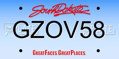 GZOV58 South Dakota License Plate