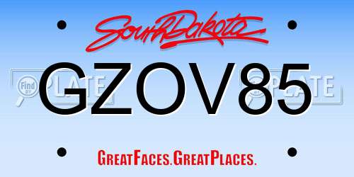 GZOV85 South Dakota License Plate