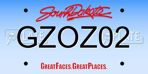 GZOZ02 South Dakota License Plate