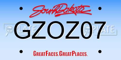 GZOZ07 South Dakota License Plate