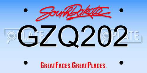 GZQ202 South Dakota License Plate