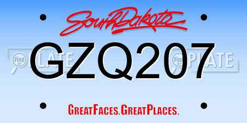 GZQ207 South Dakota License Plate