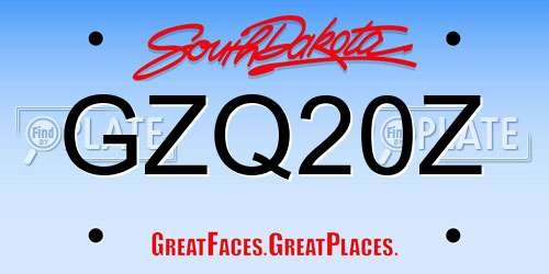 GZQ20Z South Dakota License Plate