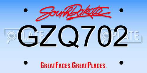 GZQ702 South Dakota License Plate