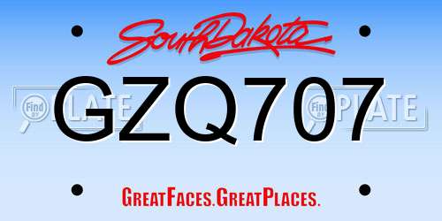 GZQ707 South Dakota License Plate