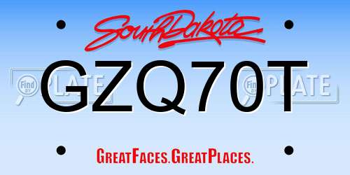 GZQ70T South Dakota License Plate