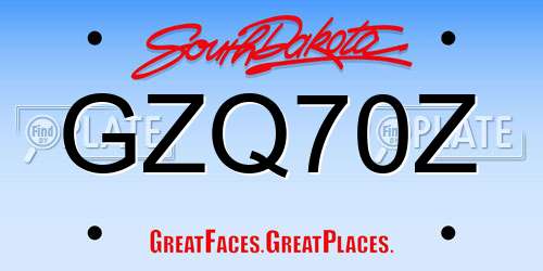 GZQ70Z South Dakota License Plate