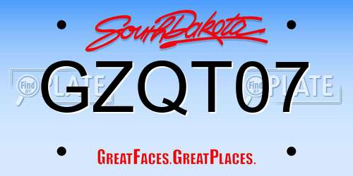 GZQT07 South Dakota License Plate