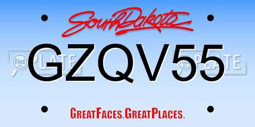 GZQV55 South Dakota License Plate