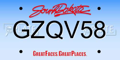 GZQV58 South Dakota License Plate