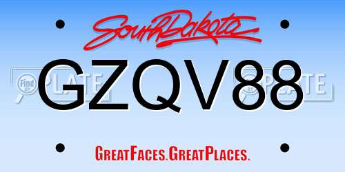 GZQV88 South Dakota License Plate