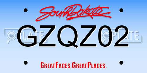 GZQZ02 South Dakota License Plate
