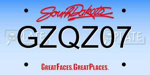 GZQZ07 South Dakota License Plate
