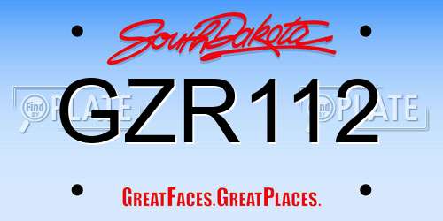 GZR112 South Dakota License Plate
