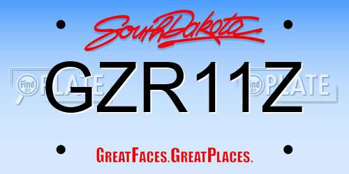 GZR11Z South Dakota License Plate