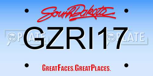 GZRI17 South Dakota License Plate