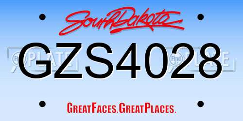 GZS4028 South Dakota License Plate