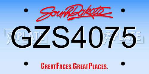 GZS4075 South Dakota License Plate